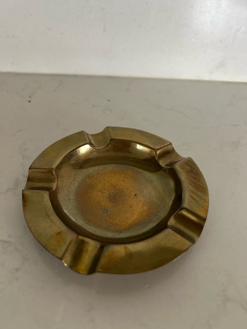 Vintage Brass Ashtray - Round Design in Warm Brass Tone